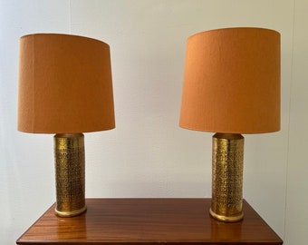 Bergboms Bitossi golden glazed ceramic lamps. Sold in pairs. Price is for the pair.