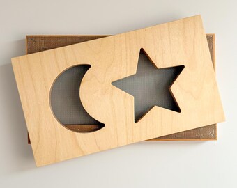 Star and Moon shaped deckle and mold for paper making. Mix-and-Match Shapes Set. Paper making kit