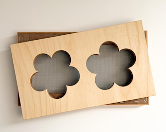 Flower shaped deckle and mould for paper making. Mix-and-Match Shapes Set. Paper making kit