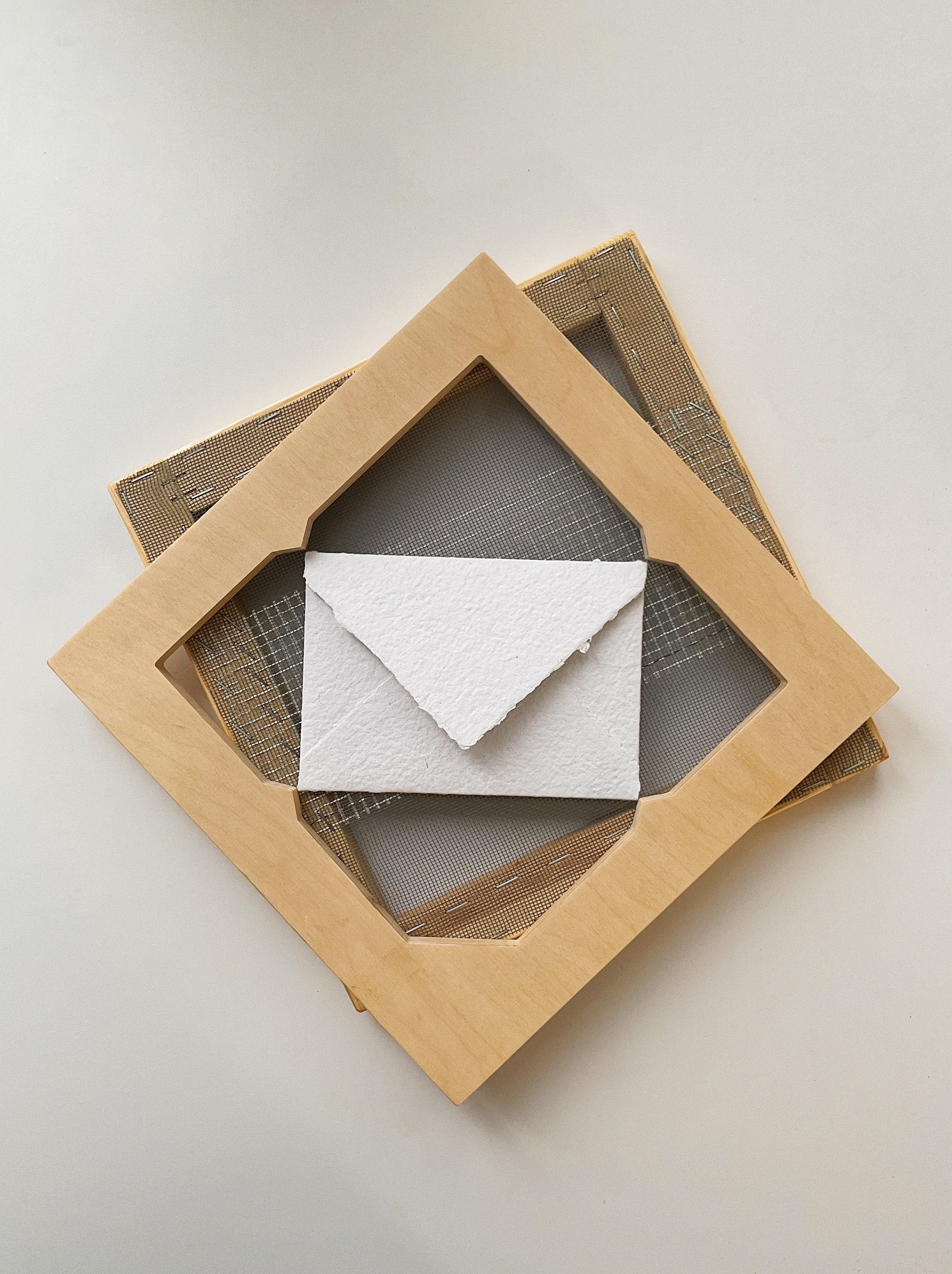 Envelope mould and deckle for handmade paper making. Paper making kit. Eco friendly gift.