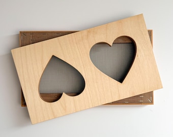 Heart shaped deckle and mold for paper making. Mix-and-Match Shapes Set. Paper making kit
