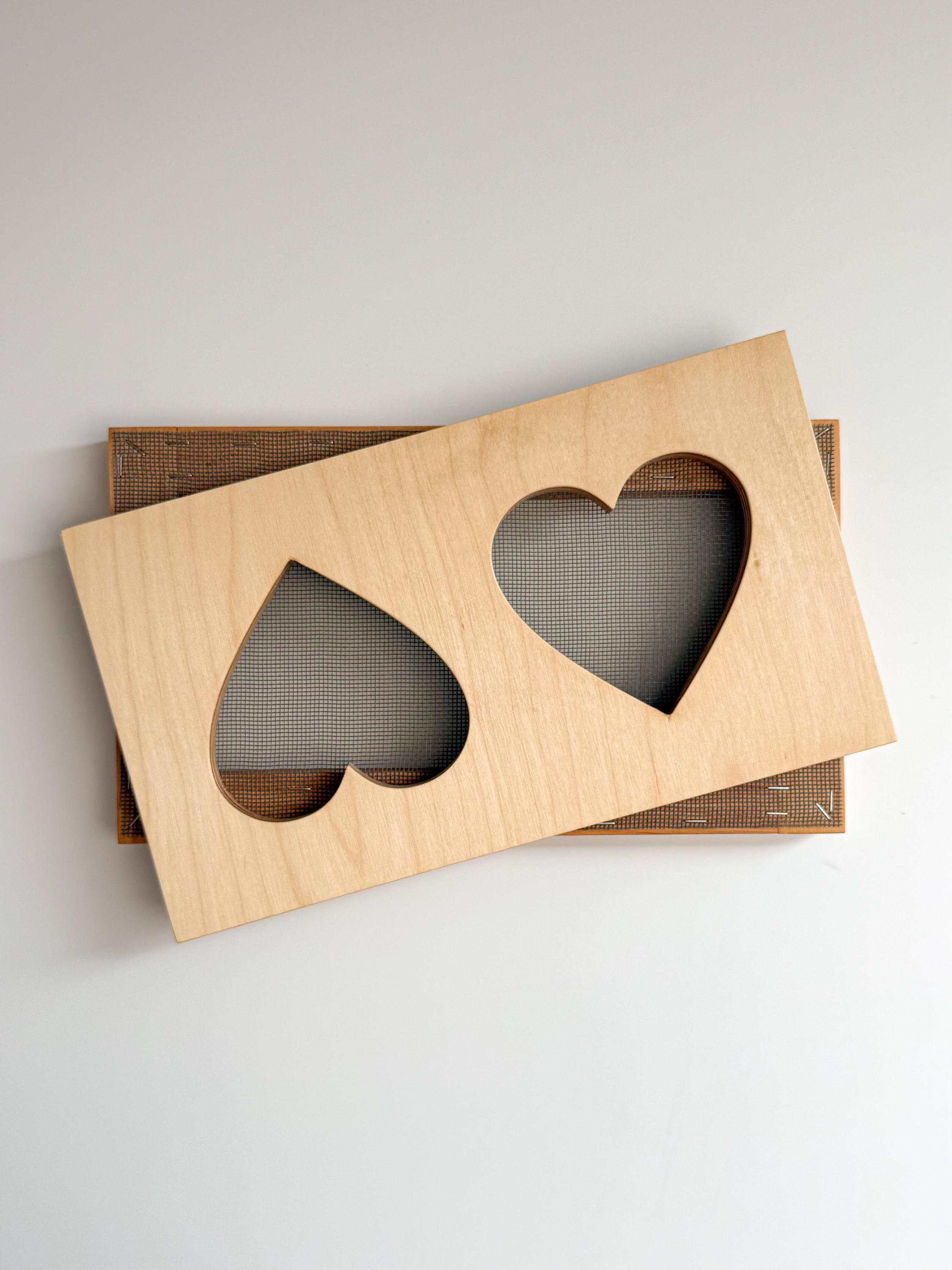 Heart shaped deckle and mold for paper making. Mix-and-Match Shapes Set. Paper making kit