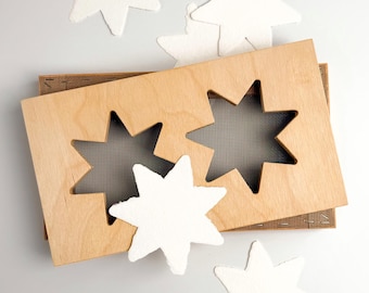 Christmas 7-Point Star Deckle and Mould for Handmade Paper. Paper Making Kit for Holiday Tags, Ornaments and Decor. Holiday Limited.