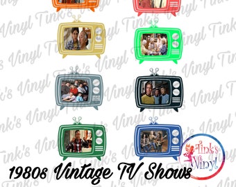 1980s Vintage TV Designs| Print and Cut| Download Files| PNG Files| Retro TV