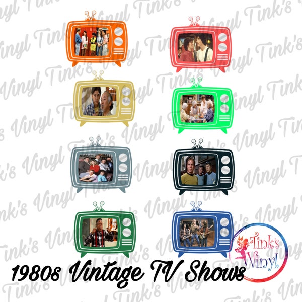 1980s Vintage TV Designs| Print and Cut| Download Files| PNG Files| Retro TV