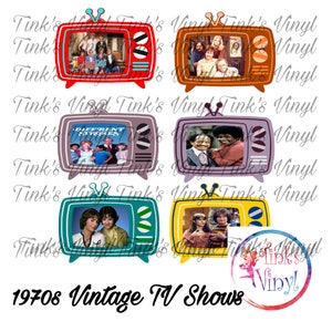1970s Vintage TV Shows Print and Cut Files (PNG Digital Download)