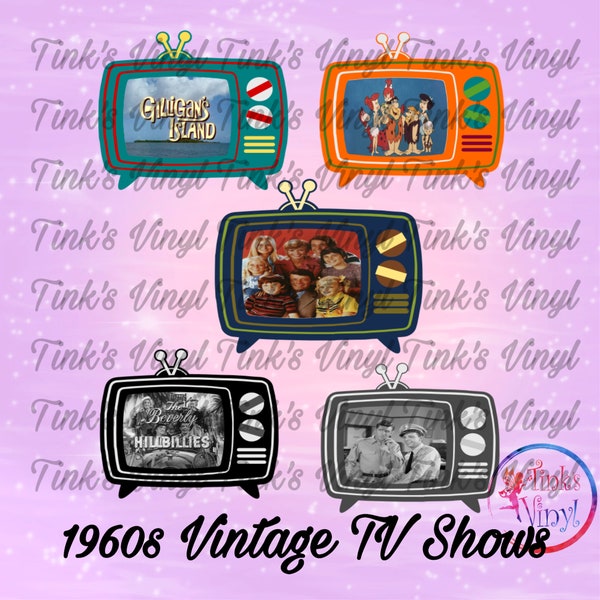 1960s Vintage TV File| Print and Cut| Downloadable File| Zindee Alternative File| PNG File| JPG File