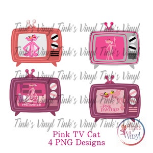 Pink Panther Vintage TV PNG JPG - Print & Cut Files (Digital Download)
