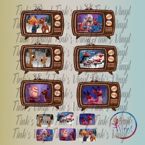 Vintage tv met rode neus | PNG-bestand knippen| Bestanden downloaden| Kerstbestanden| Kerst-png