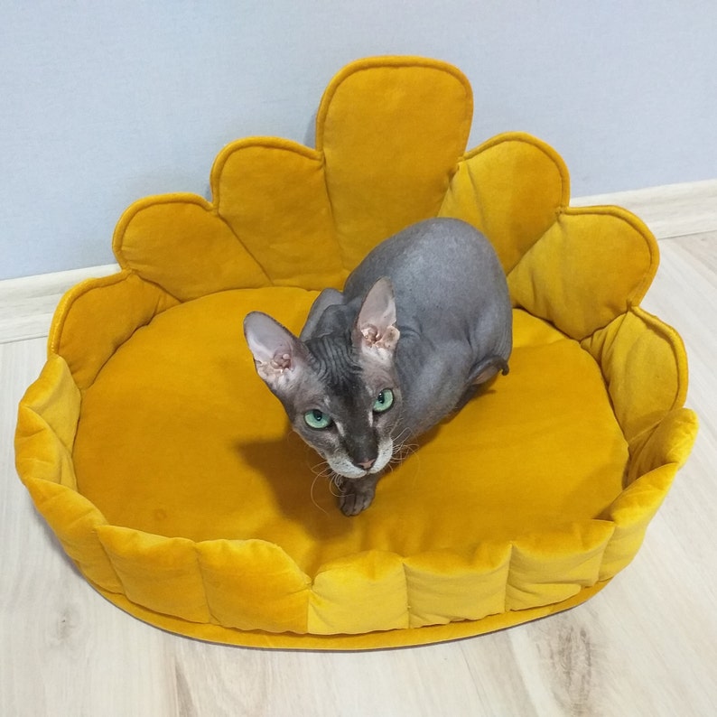 58 cm bottom length 48 cm M Pet house Soft velvet catdog bed Self warning bed Luxury velvet throne Comfy bed Available size S