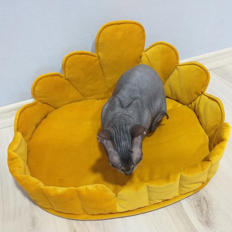 58 cm bottom length 48 cm M Pet house Soft velvet catdog bed Self warning bed Luxury velvet throne Comfy bed Available size S