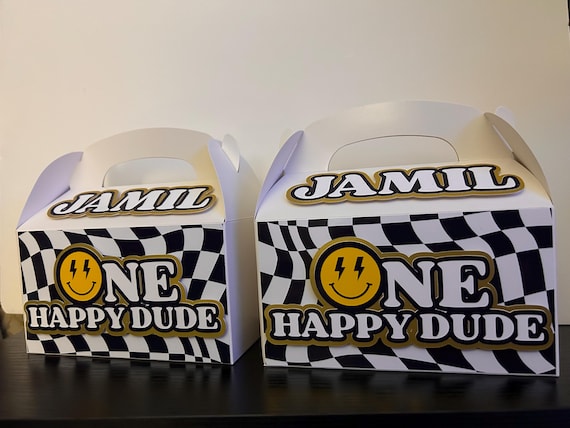 One Happy Dude Gable Treat Boxes | Boys Birthday Party Favors