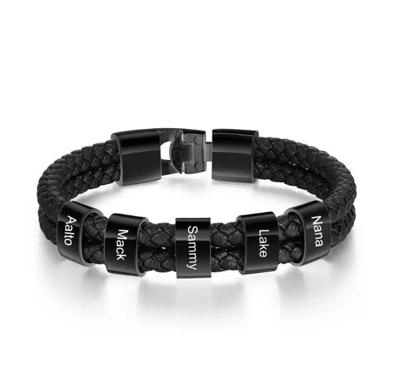 boss gift Christmas leather bracelet dad gift 2-8 name Father\u2019s Day Gift anniversary gift family name bracelet grandpa present