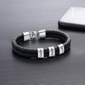 1-8 charms | leather bracelet silver charms | Fathers Day Gift | best dad gift | grandpa gift | husband family name bracelet | Christmas