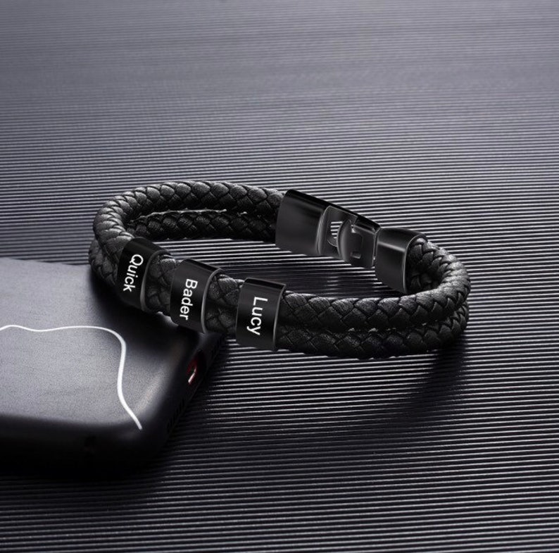 boss gift Christmas leather bracelet dad gift 2-8 name Father\u2019s Day Gift anniversary gift family name bracelet grandpa present