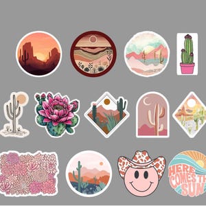 Summer Here Comes The Sun-stickers, roze woestijnstickers