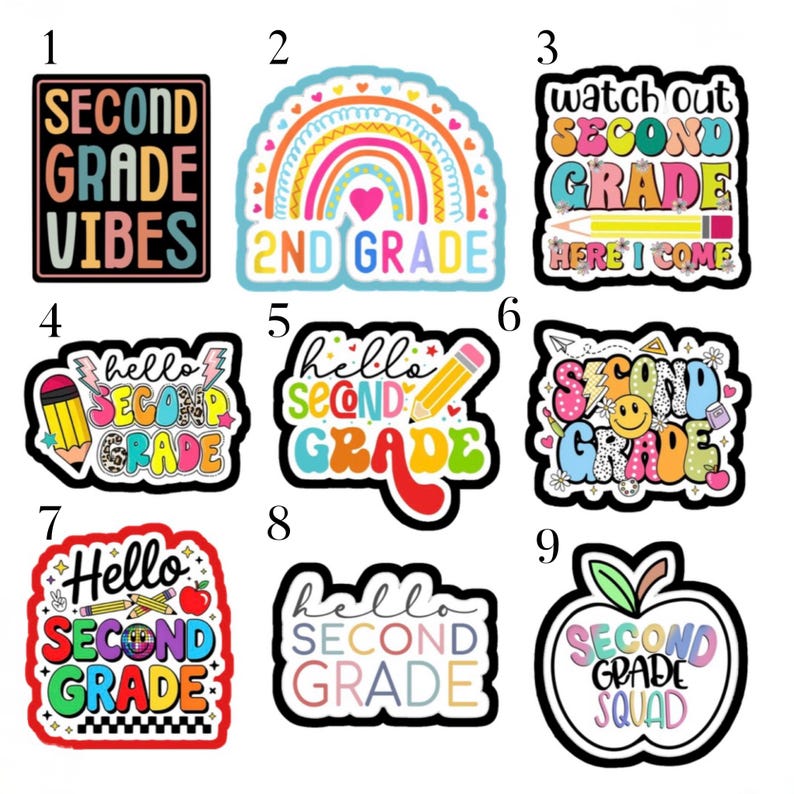 Second Grade Stickers | 2nd Grade Reward Stickers | Teacher Stickers ...