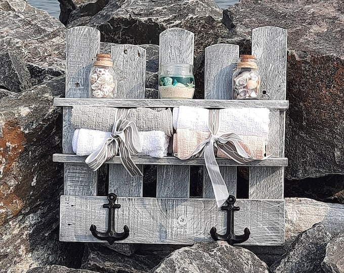Bathroom Shelfnautical Bathroom Shelfcoastal Shelfpallet Wood Shelfreclaimed Wood Shelf