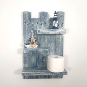 Bathroom Shelf-Nautical Bathroom Shelf-Coastal Shelf-Pallet Wood Shelf-Reclaimed Wood Shelf