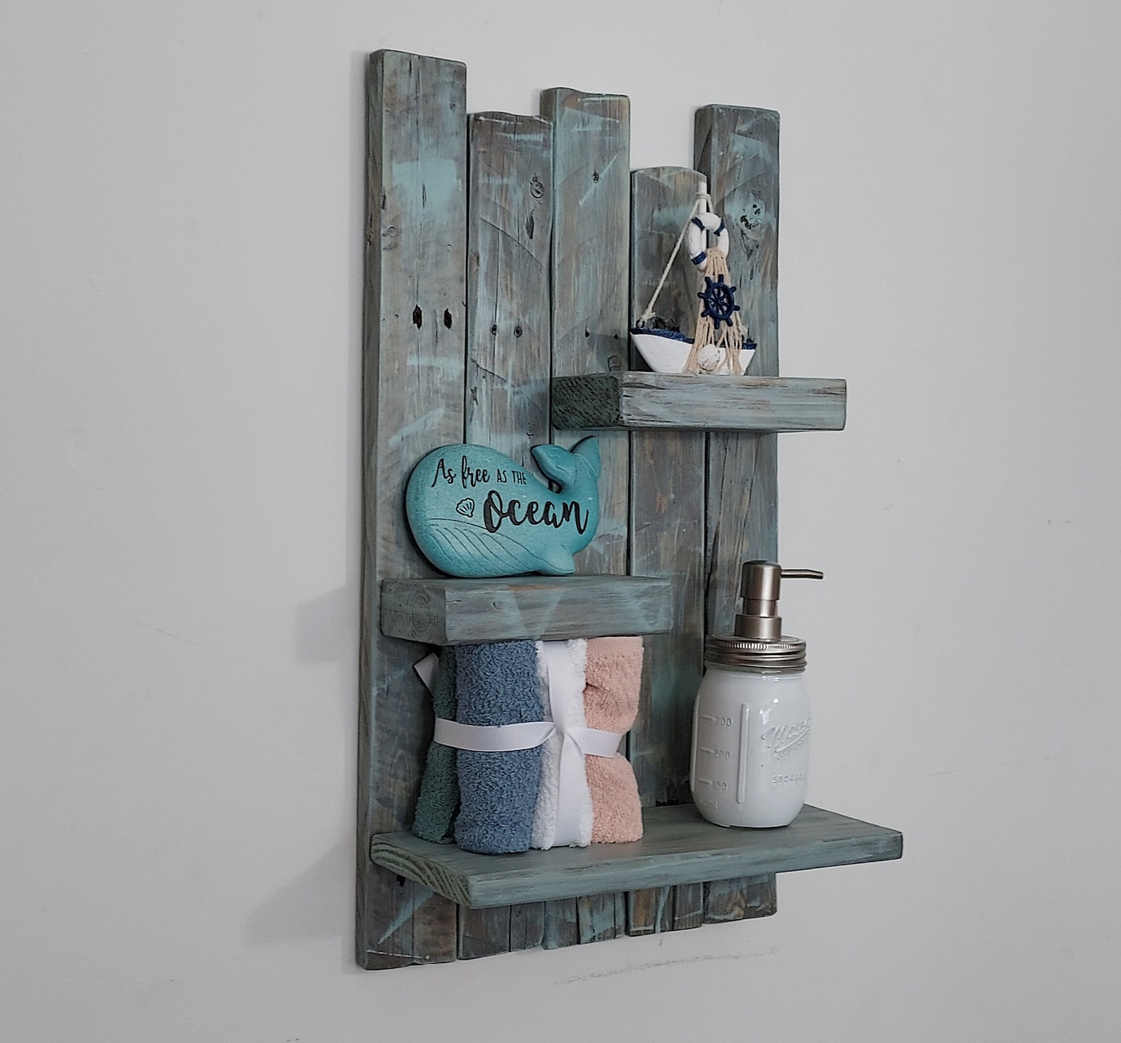 Bathroom Shelf-nautical Bathroom Shelf-coastal Shelf-pallet - Etsy