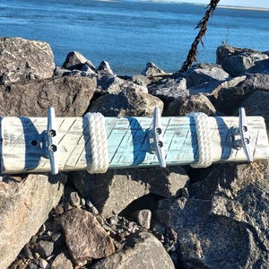 20&quot;Nautical Towel Rack~Coastal Towel Rack~Beach Towel Rack~Nautical Decor~Coastal Decor~Boat Cleat Towel Hanger~Coastal Coat Hooks