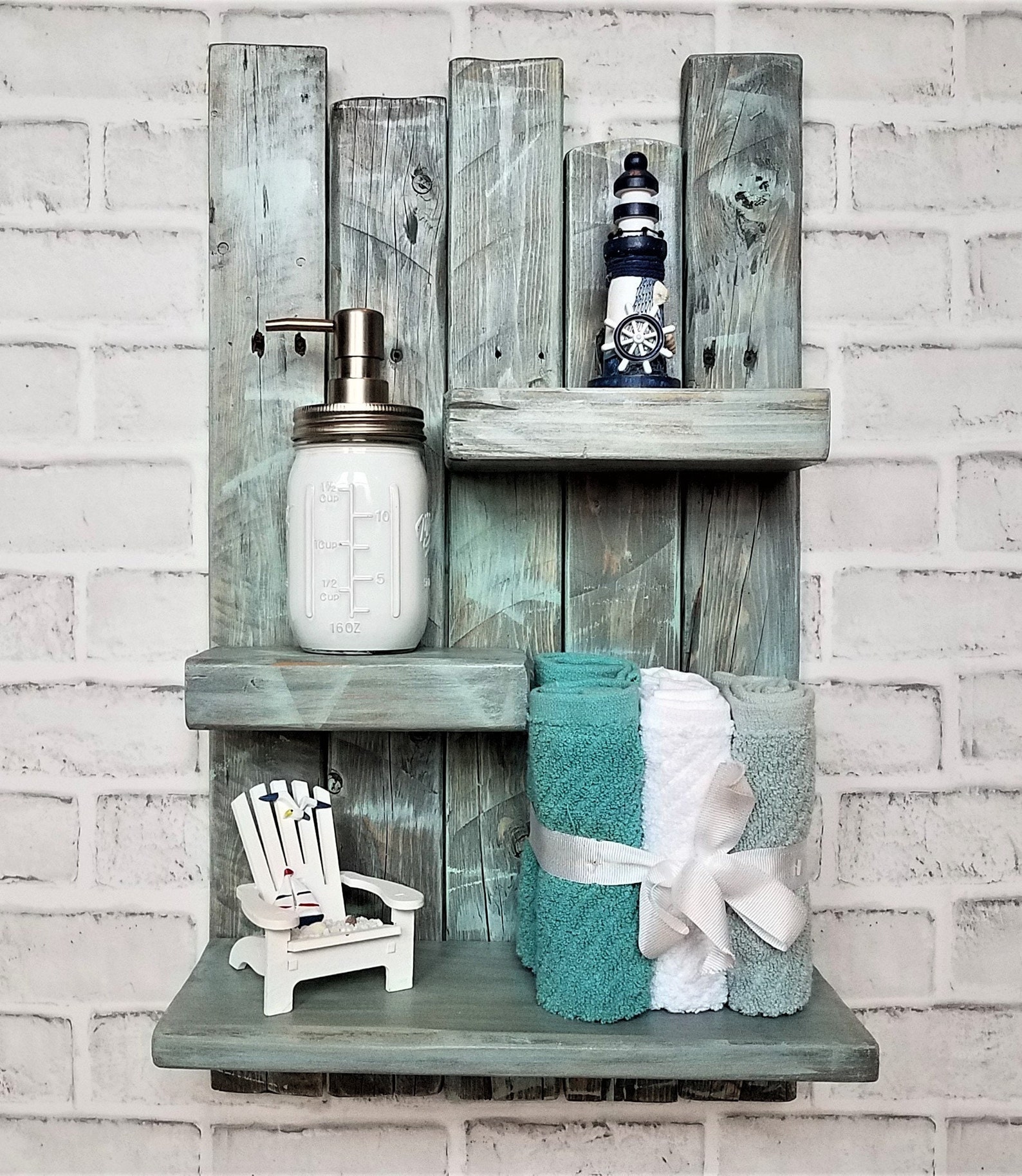 Bathroom Shelf-nautical Bathroom Shelf-coastal Shelf-pallet - Etsy