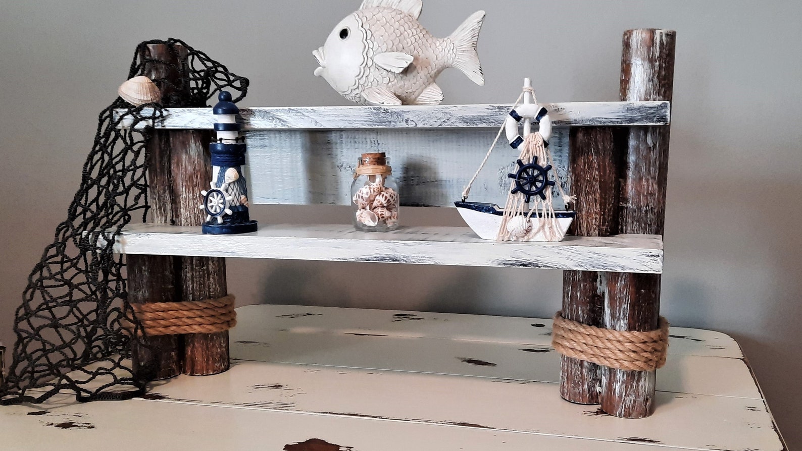 Nautical Bathroom Shelf Coastal Bathroom Shelf Beach House Etsy