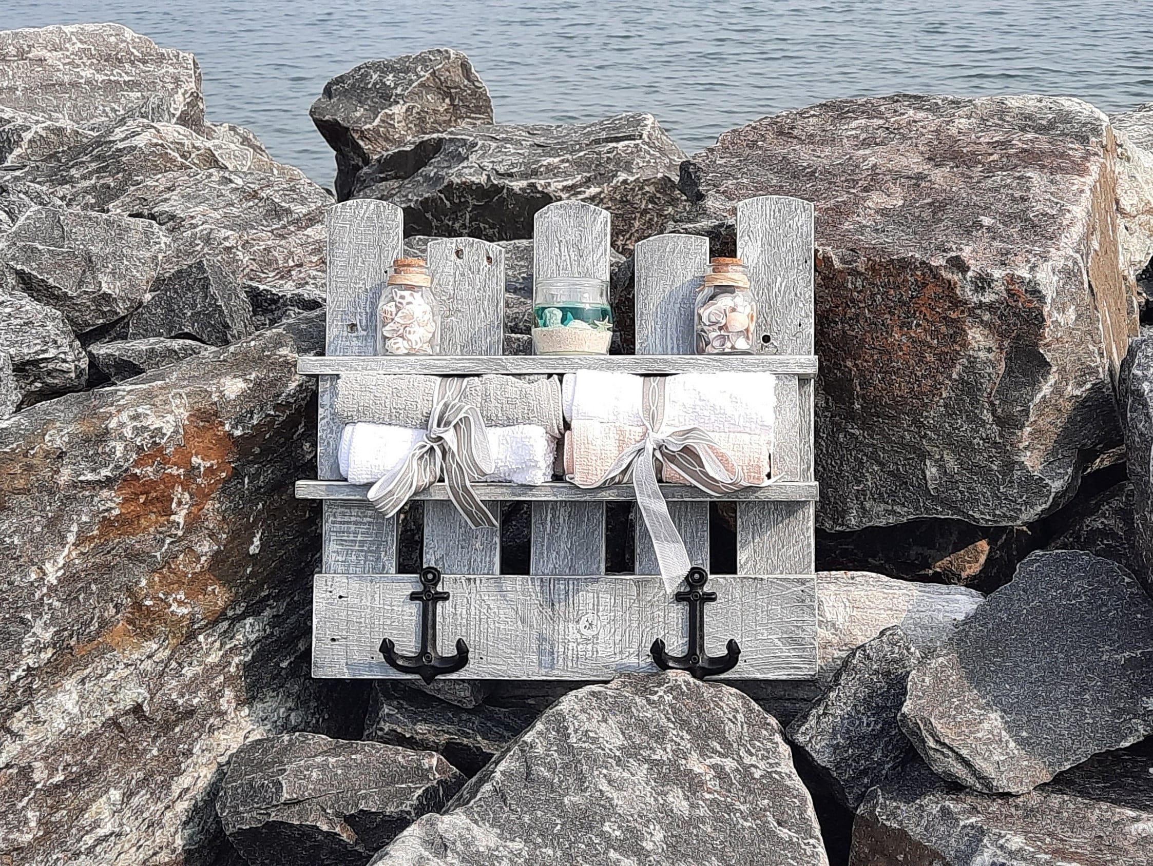Bathroom Shelf-nautical Bathroom Shelf-coastal Shelf-pallet - Etsy