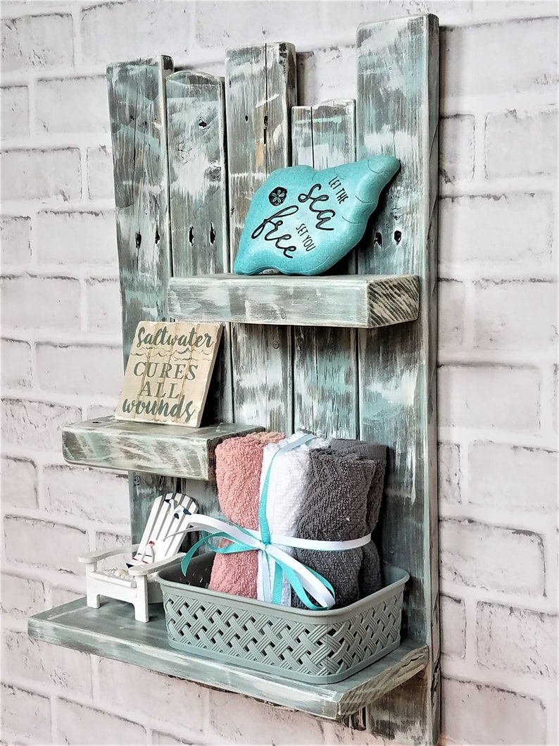 Nautical Bathroom Shelf Coastal Shelf Pallet Wood Shelf Etsy UK