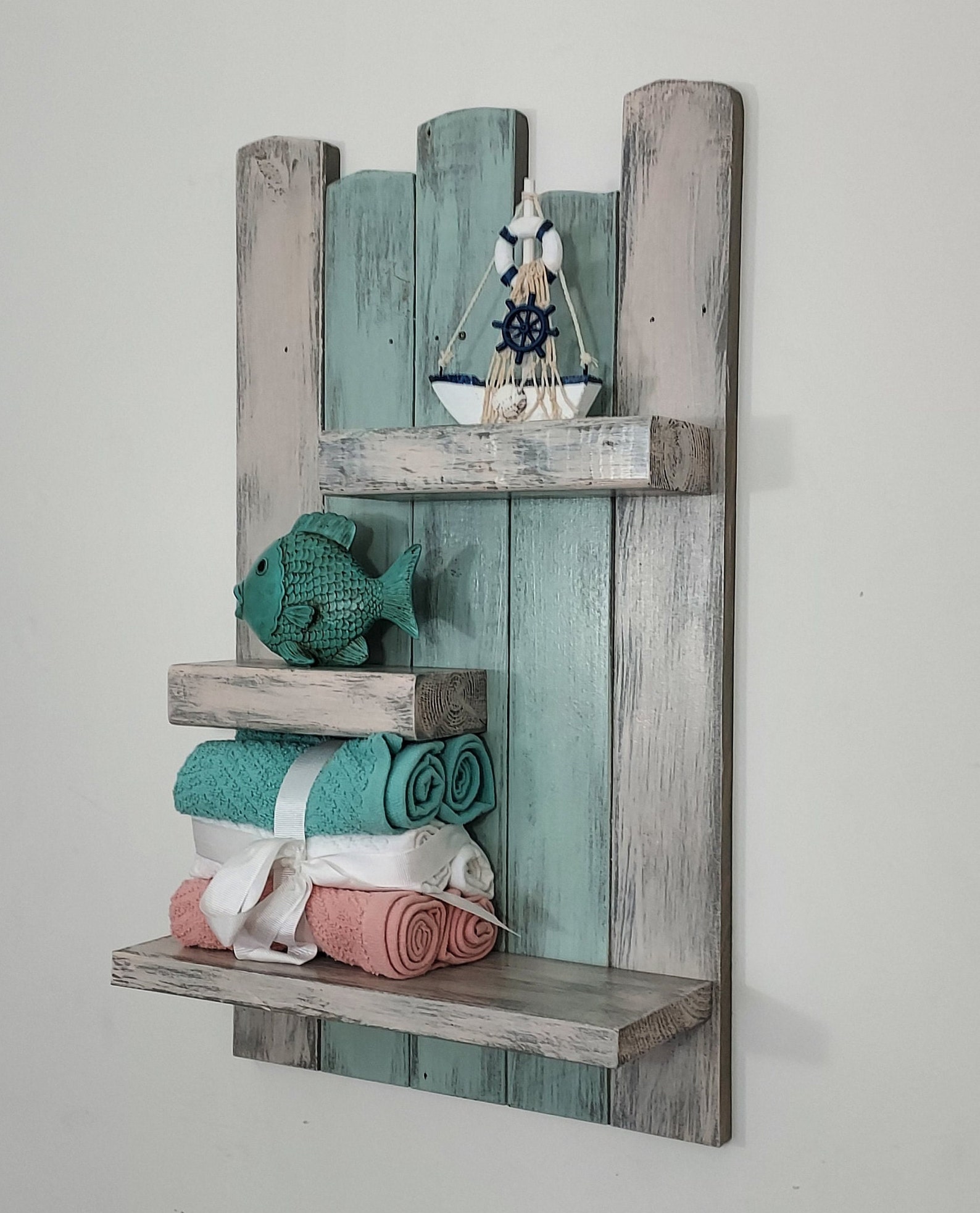 Nautical Bathroom Shelf: 3-tier Coastal Reclaimed Wood - Etsy
