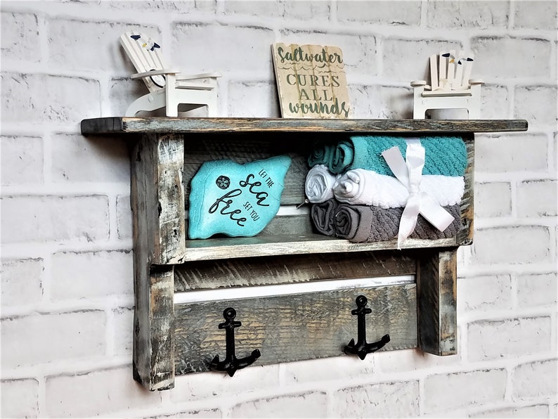 Nautical Bathroom Shelf coastal Bathroom Shelf With Anchor Etsy