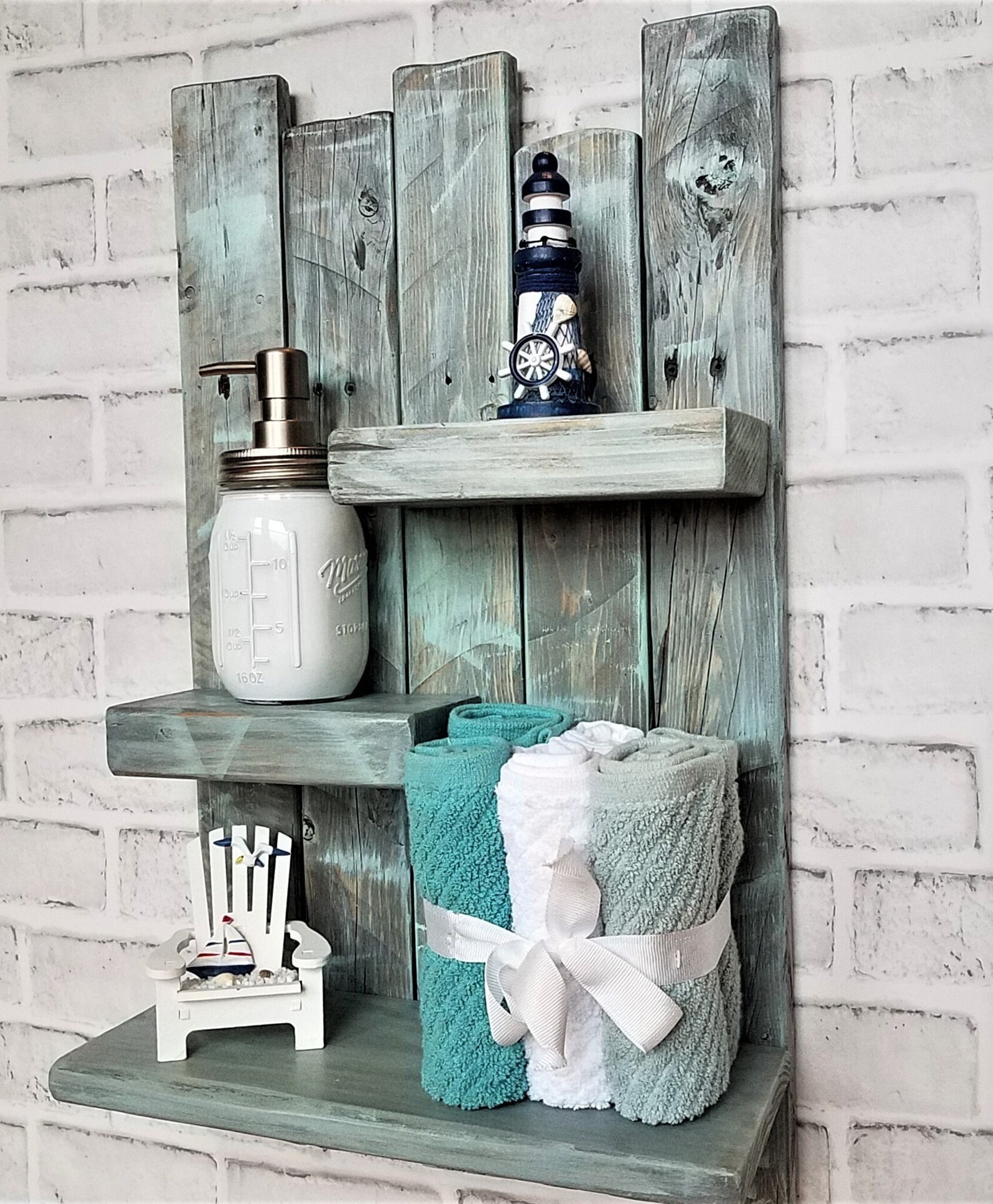 Bathroom Shelf-nautical Bathroom Shelf-coastal Shelf-pallet - Etsy