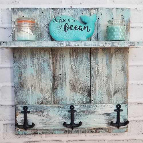 Nautical Bathroom Shelf coastal Bathroom Shelf With Anchor Etsy