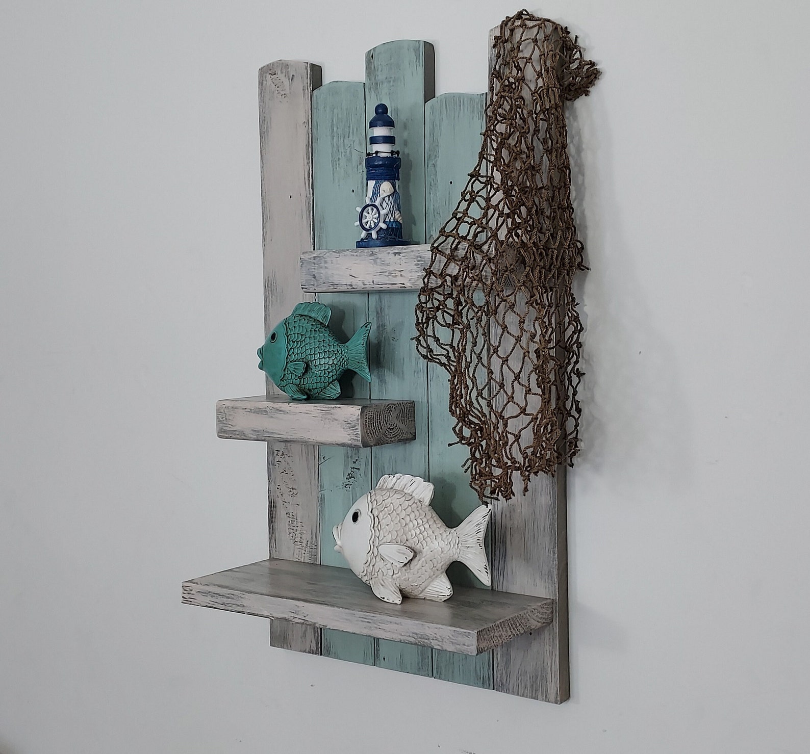 Nautical Bathroom Shelf Coastal Shelf Pallet Wood Shelf Etsy