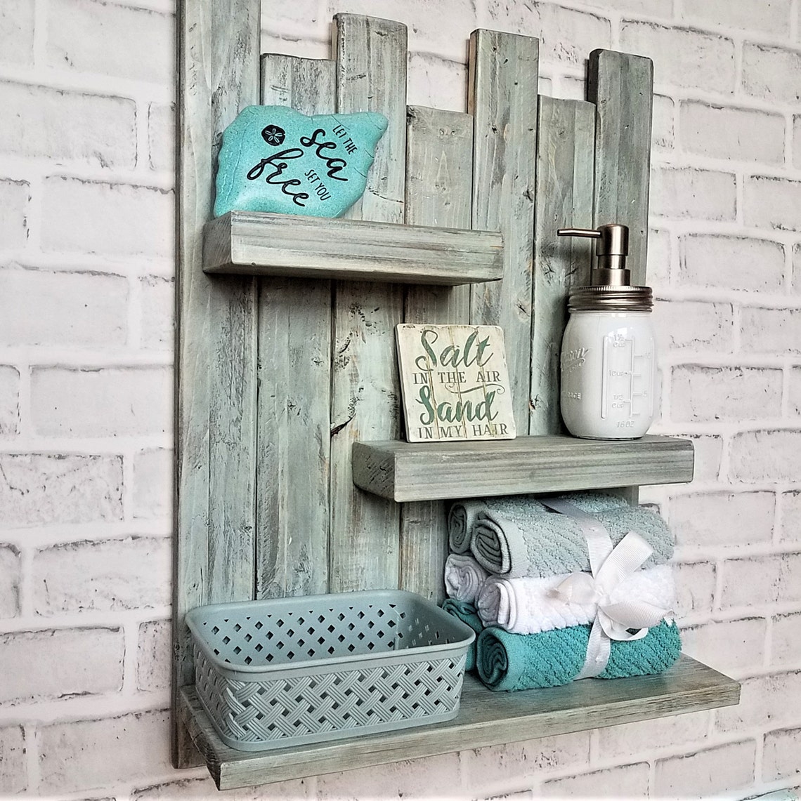 Bathroom Shelfnautical Bathroom Shelfcoastal Shelfpallet Etsy