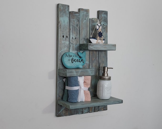 Bathroom Shelf-nautical Bathroom Shelf-coastal Shelf-pallet Wood Shelf ...