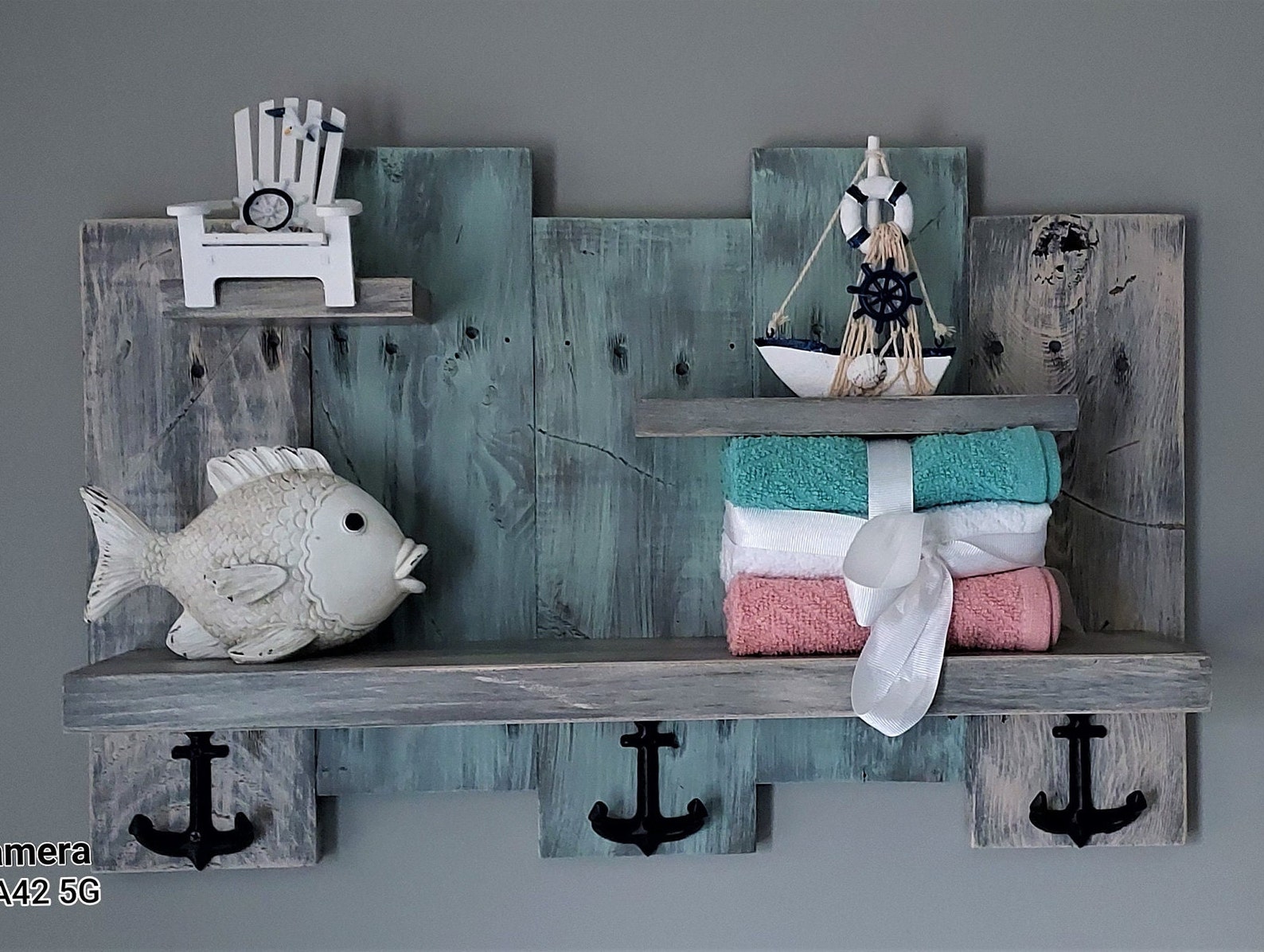 Coastal Shelf Nautical Decor Rustic Hanging Shelf Coastal Etsy