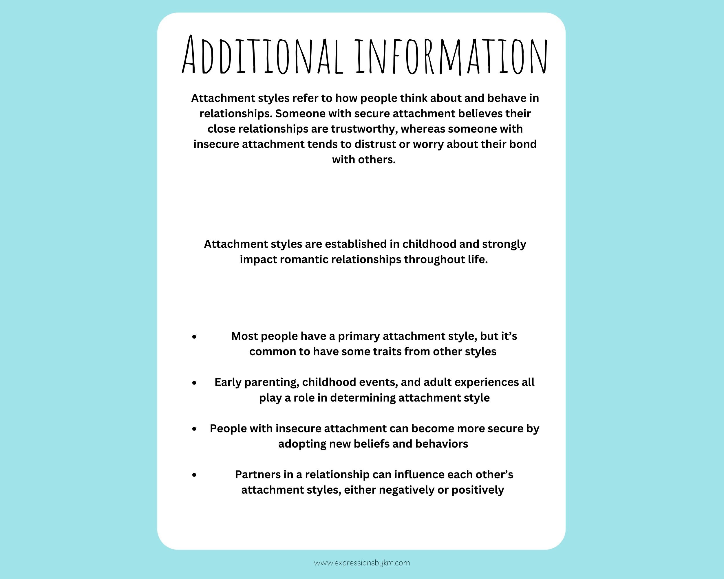 Attachment Styles Reference Sheet: Clinical Handout (PDF) - Etsy