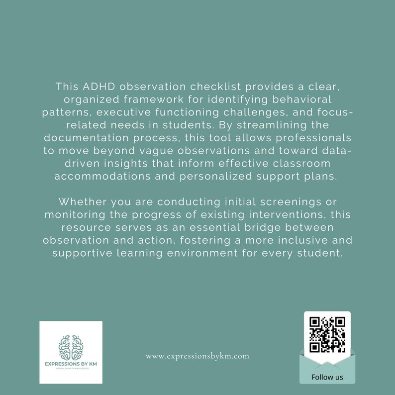 ADHD Checklist for Teachers - Teacher Forms - Mental Health Forms - Etsy