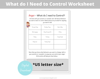 Anger Management Worksheet for Children: Behavior Control (PDF)
