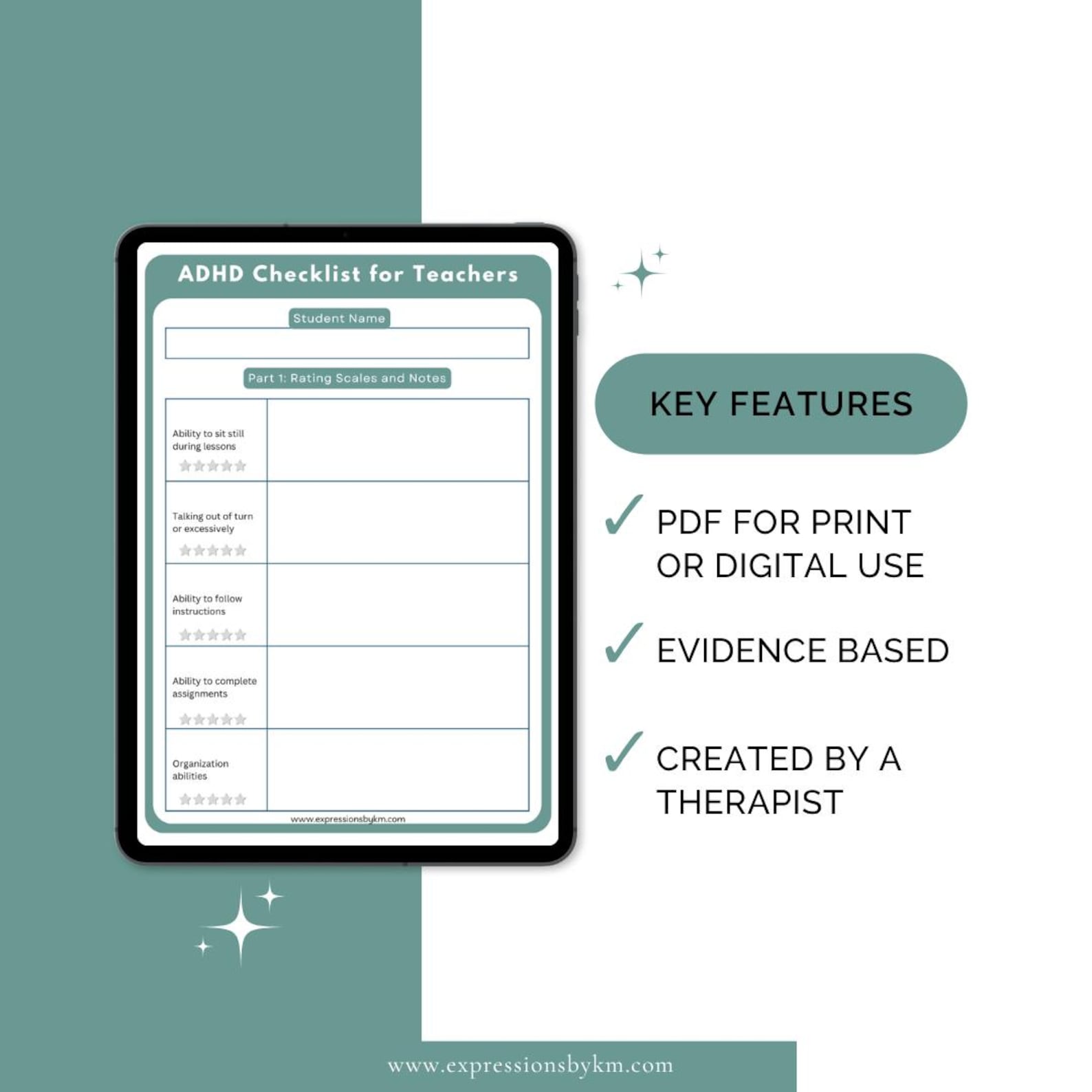 ADHD Checklist for Teachers - Teacher Forms - Mental Health Forms - Etsy