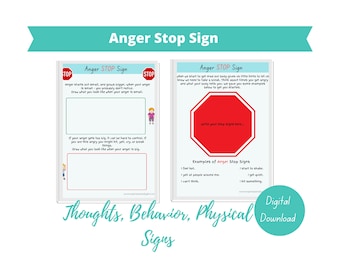 Anger Stop Sign Worksheet: Kids Anger Management Tool (Digital Download)