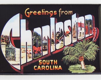 Greetings from Charleston South Carolina FRIDGE MAGNET travel souvenir /"style B/"
