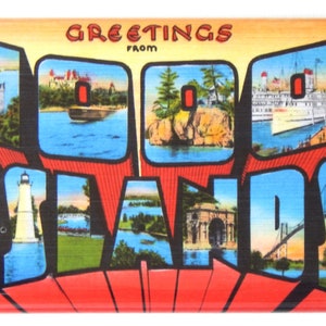 Greetings from Thousand Islands New York Fridge Magnet &quot;style B&quot;