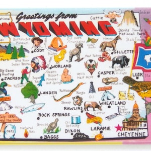 Saludos desde Wyoming Imán para nevera (mapa)