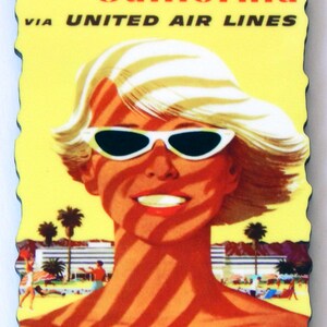 Southern California Travel Poster Fridge Magnet (wood style)