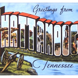 Greetings from Chattanooga Tennessee Fridge Magnet &quot;style A&quot;