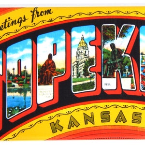 Greetings from Topeka Kansas Fridge Magnet &quot;style B&quot;