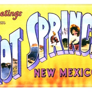 Greetings from Hot Springs New Mexico Fridge Magnet &quot;style A&quot;