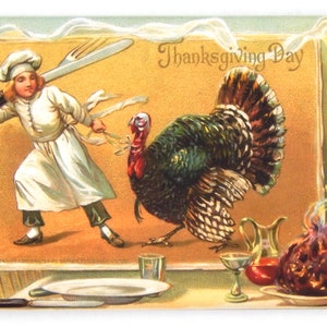 Thanksgiving "Chef with Turkey" Fridge Magnet